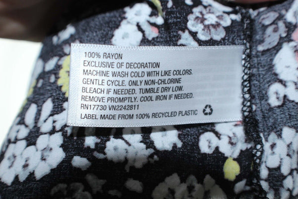 Mossimo Sz S Black White Yellow Pink Gray Floral Pintuck High Low Rayon Top