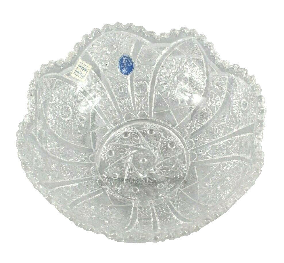 Imperial Original Stickers 8" x 3" Pressed Glass Crenellated Edge Bowl