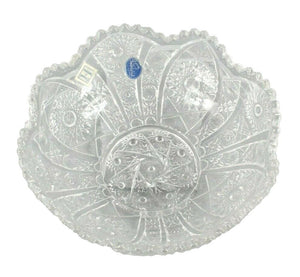 Imperial Original Stickers 8" x 3" Pressed Glass Crenellated Edge Bowl