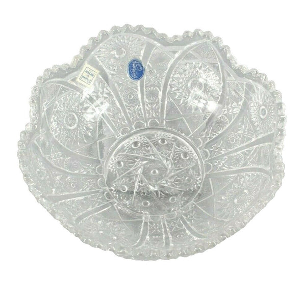 Imperial Original Stickers 8" x 3" Pressed Glass Crenellated Edge Bowl