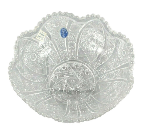 Imperial Original Stickers 8" x 3" Pressed Glass Crenellated Edge Bowl