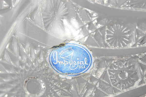 Imperial Original Stickers 8" x 3" Pressed Glass Crenellated Edge Bowl
