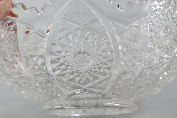Imperial Original Stickers 8" x 3" Pressed Glass Crenellated Edge Bowl