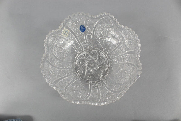 Imperial Original Stickers 8" x 3" Pressed Glass Crenellated Edge Bowl