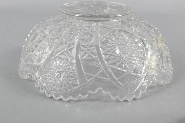 Imperial Original Stickers 8" x 3" Pressed Glass Crenellated Edge Bowl