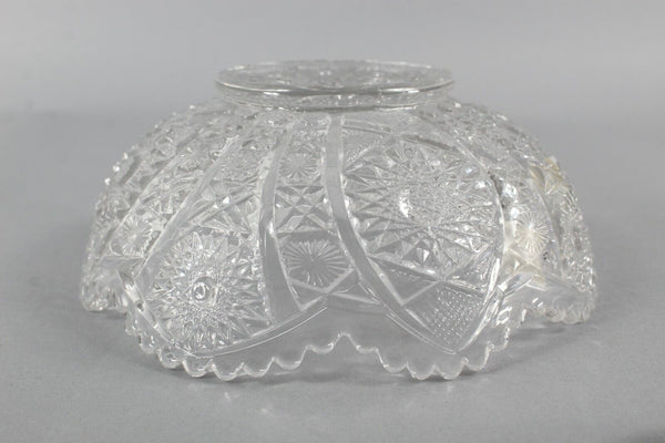Imperial Original Stickers 8" x 3" Pressed Glass Crenellated Edge Bowl