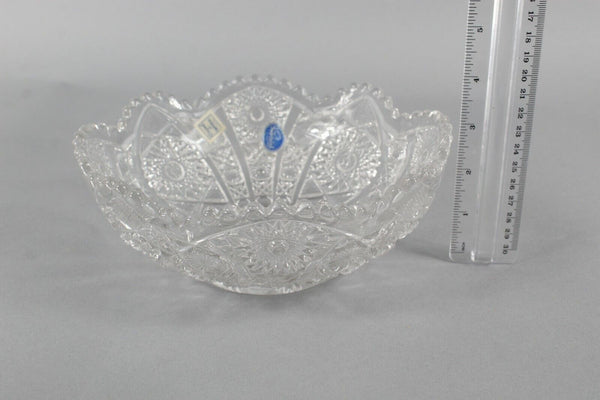Imperial Original Stickers 8" x 3" Pressed Glass Crenellated Edge Bowl