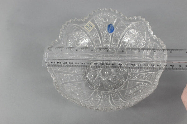 Imperial Original Stickers 8" x 3" Pressed Glass Crenellated Edge Bowl