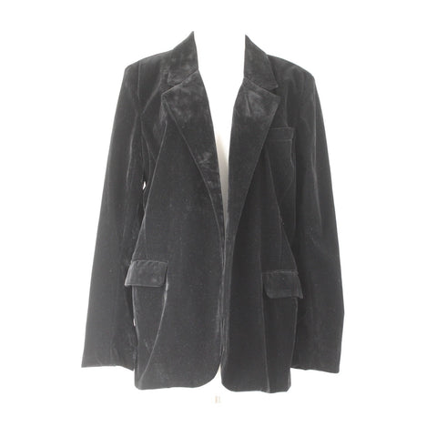 BB Dakota $99 Crush A Lot Sz M Black Poly Nylon Velvet Velveteen Blazer Jacket