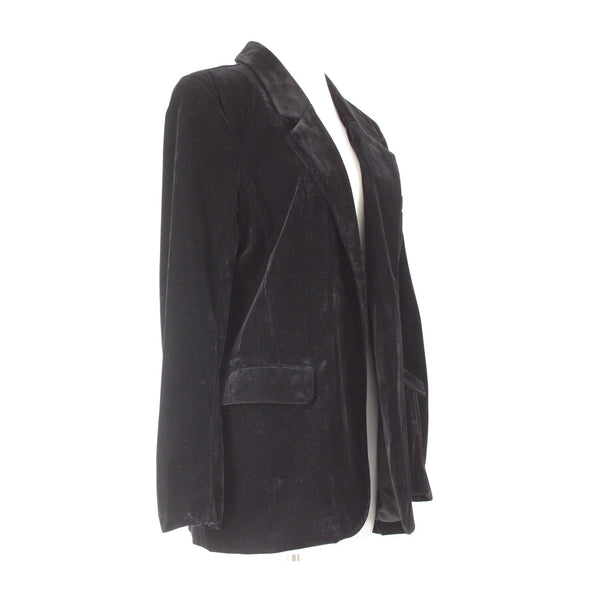 BB Dakota $99 Crush A Lot Sz M Black Poly Nylon Velvet Velveteen Blazer Jacket
