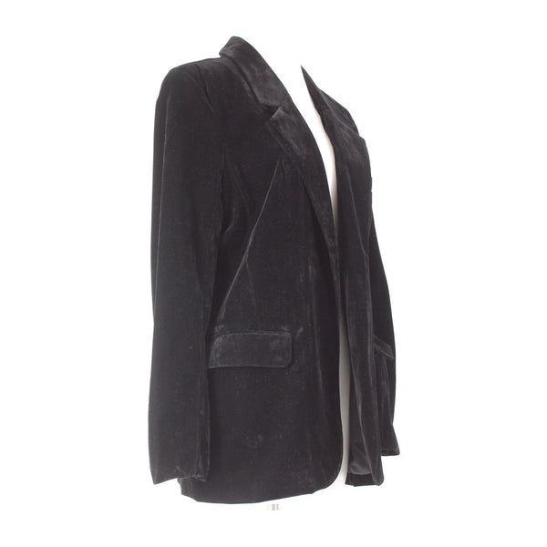 BB Dakota $99 Crush A Lot Sz M Black Poly Nylon Velvet Velveteen Blazer Jacket