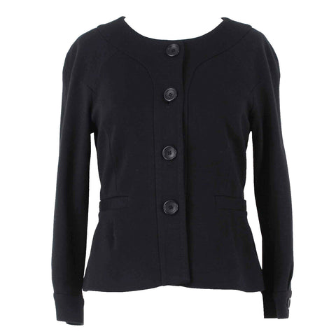 Theory Sz S Black Heavy Knit Lined Viscose Polyamide Blazer Jacket