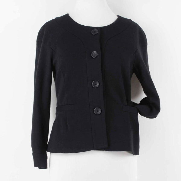 Theory Sz S Black Heavy Knit Lined Viscose Polyamide Blazer Jacket