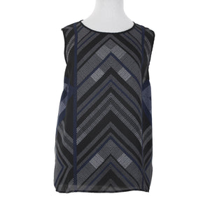 Anne Carson NEW Sz 2x Black White Navy Sheer Sleeveless 100% Polyester Top