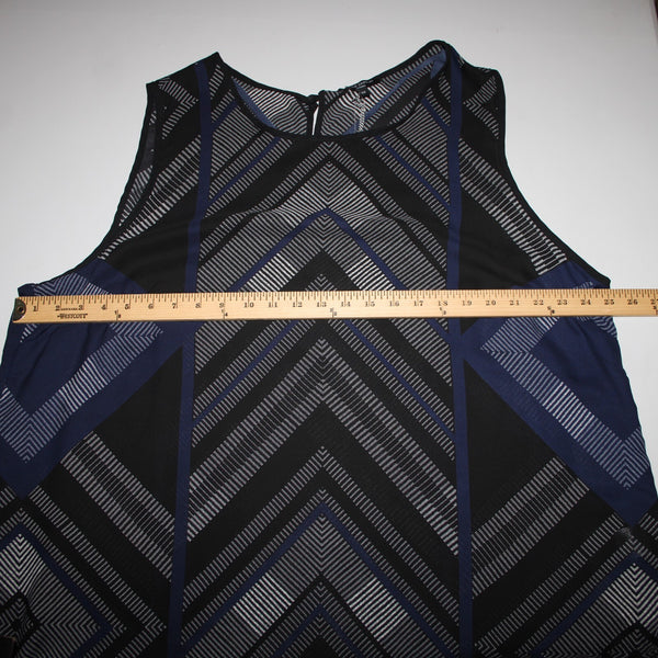 Anne Carson NEW Sz 2x Black White Navy Sheer Sleeveless 100% Polyester Top