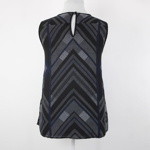 Anne Carson NEW Sz 2x Black White Navy Sheer Sleeveless 100% Polyester Top