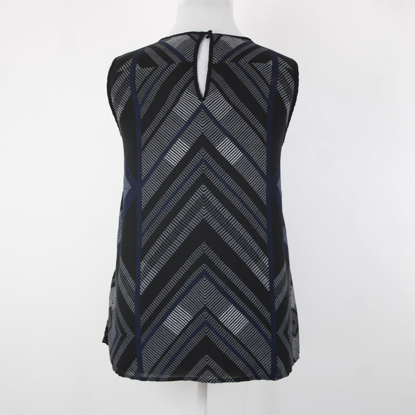 Anne Carson NEW Sz 2x Black White Navy Sheer Sleeveless 100% Polyester Top