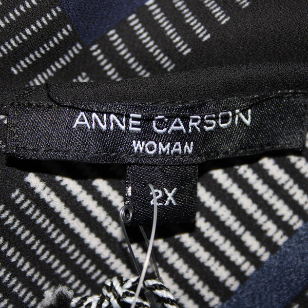 Anne Carson NEW Sz 2x Black White Navy Sheer Sleeveless 100% Polyester Top