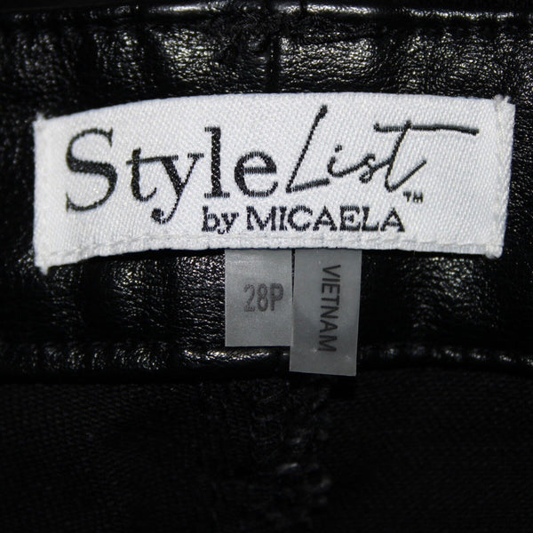 Style List By Micaela Sz 28p x 26 Black Faux Leather Sides Pockets Cotton Jeans