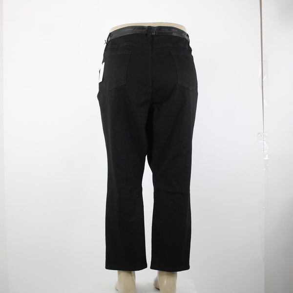 Style List By Micaela Sz 28p x 26 Black Faux Leather Sides Pockets Cotton Jeans