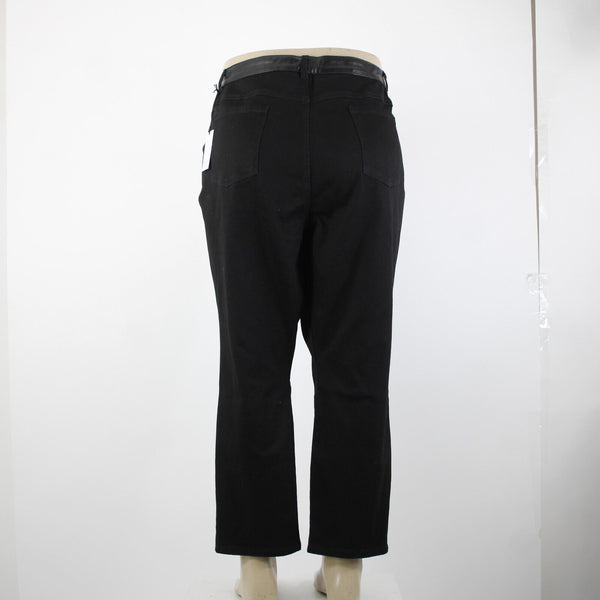 Style List By Micaela Sz 28p x 26 Black Faux Leather Sides Pockets Cotton Jeans