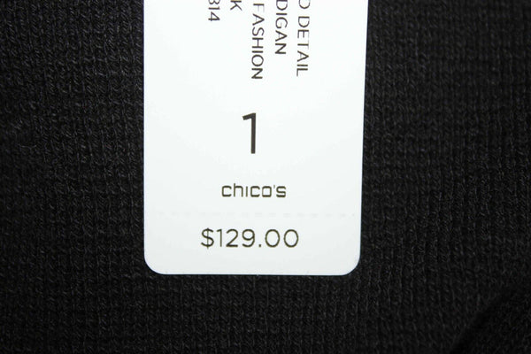 Chicos Heidi NEW $129 Sz 1 Black Gold Multi Accented Cotton Blend Knit Jacket