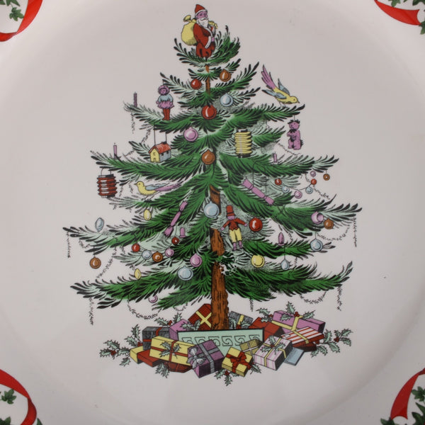 Spode 12" Plate $70 12" White Red Multi Color Red Ribbon Buffet Plate