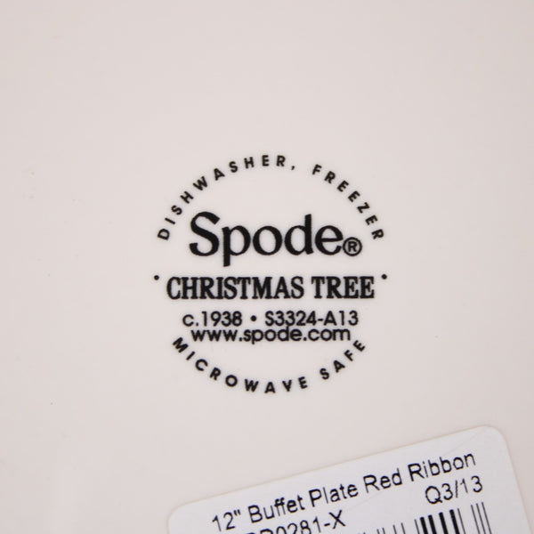 Spode 12" Plate $70 12" White Red Multi Color Red Ribbon Buffet Plate