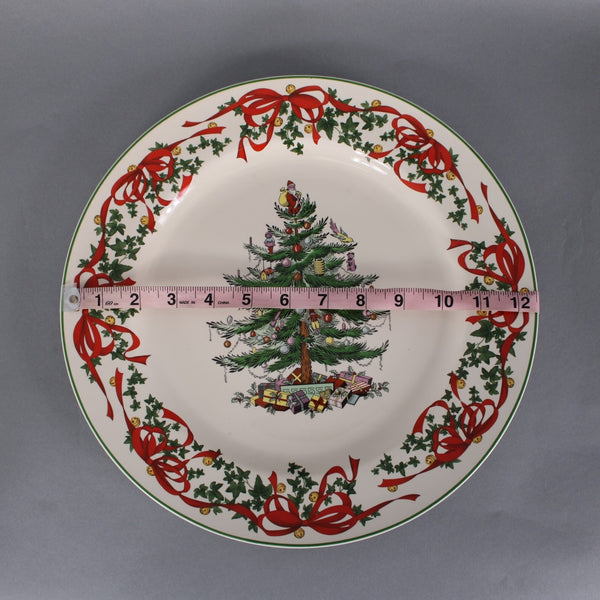 Spode 12" Plate $70 12" White Red Multi Color Red Ribbon Buffet Plate