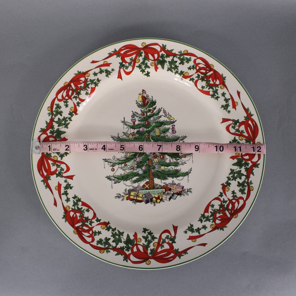 Spode 12" Plate $70 12" White Red Multi Color Red Ribbon Buffet Plate
