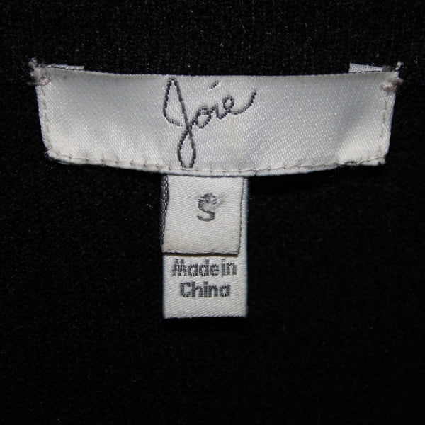 Joie Sz S Black Speckled Deep V Neck 3/4 Sleeve Nylon Rayon Wool Sweater