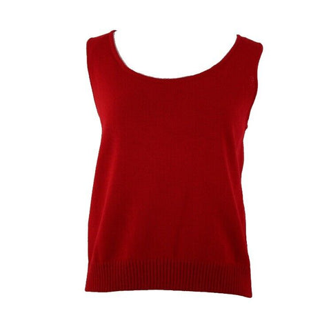 St John Sport Sz M Cherry Red Sleeveless Santana Knit Wool Rayon Basic Top