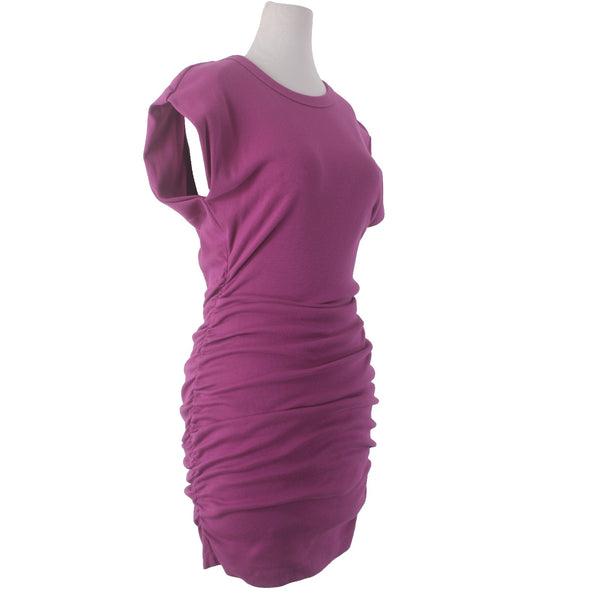 Michael Stars Dress Sz M Magenta Pink Ruched Cotton Modal Spandex Dress