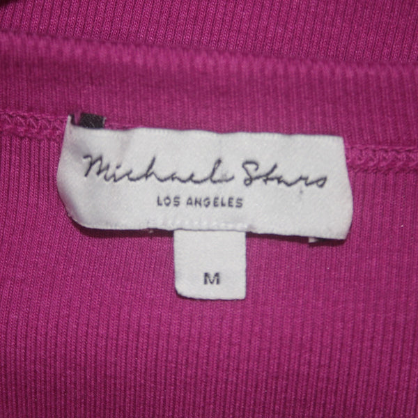 Michael Stars Dress Sz M Magenta Pink Ruched Cotton Modal Spandex Dress
