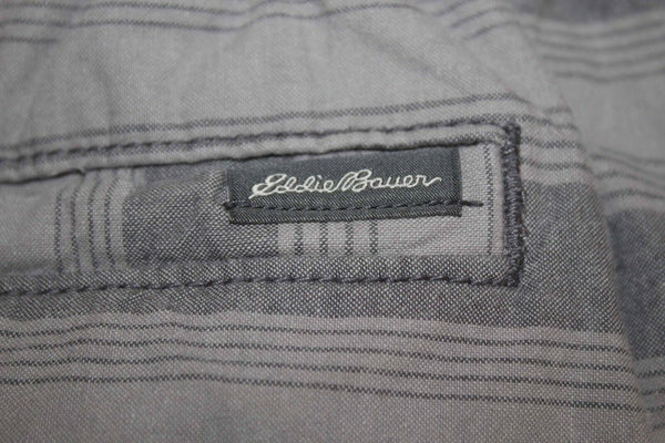 Eddie Bauer Sz S X 8 Gray Striped 100% Cotton Men's Unlined Shorts