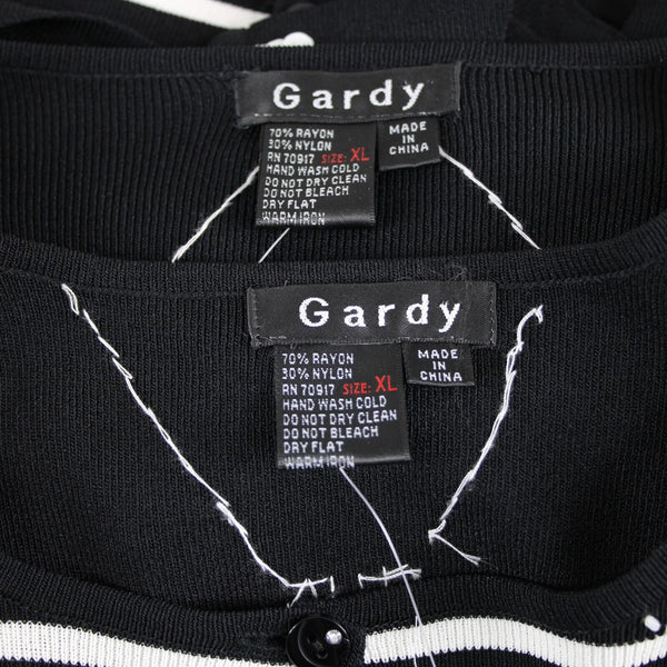 Gardy NEW Sz XL Black White Beaded Sequin Rayon Tight Knit Nylon Top