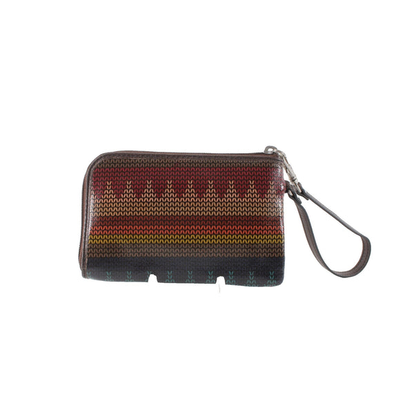 Fossil Wallet NEW $35 Keyper 6 x 4 x 1 Brown Pink Multi Colored Stripe Wristlet