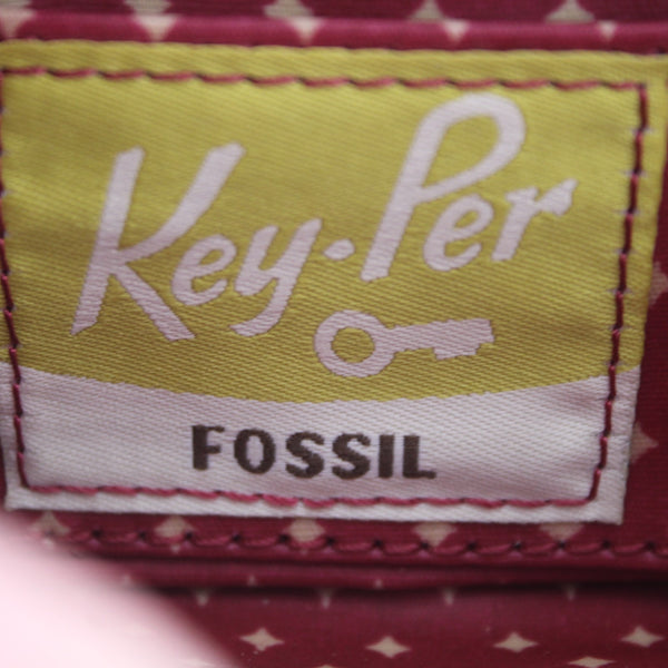 Fossil Wallet NEW $35 Keyper 6 x 4 x 1 Brown Pink Multi Colored Stripe Wristlet