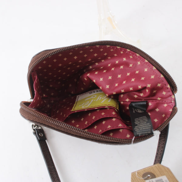 Fossil Wallet NEW $35 Keyper 6 x 4 x 1 Brown Pink Multi Colored Stripe Wristlet