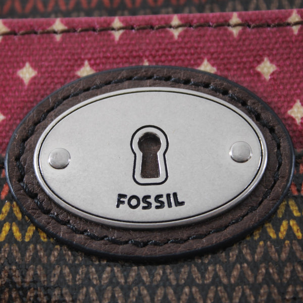 Fossil Wallet NEW $35 Keyper 6 x 4 x 1 Brown Pink Multi Colored Stripe Wristlet