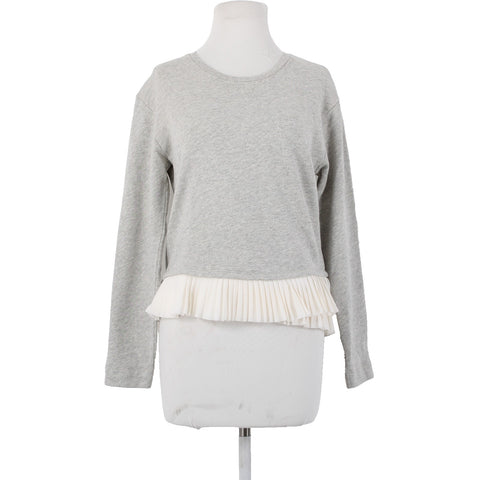 J Crew Sweater Sz XS Gray White Ruffles Layered 100% Cotton Polyester Sweater