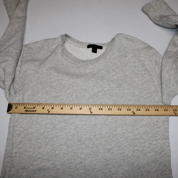 J Crew Sweater Sz XS Gray White Ruffles Layered 100% Cotton Polyester Sweater