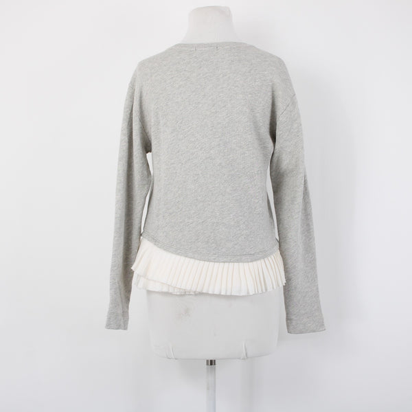 J Crew Sweater Sz XS Gray White Ruffles Layered 100% Cotton Polyester Sweater