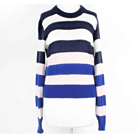 Rag & Bone Sz SP Blue Navy Multi Striped Pullover 100% Cashmere Sweater