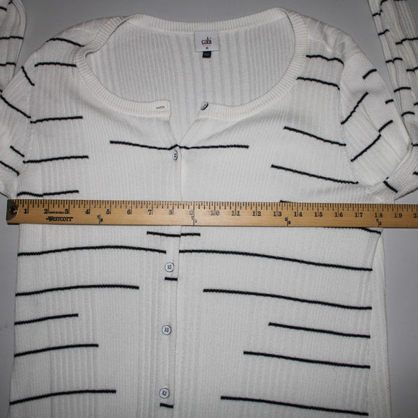Cabi Sz M White Black Striped Button Long Cotton Other Fibers Duster Jacket
