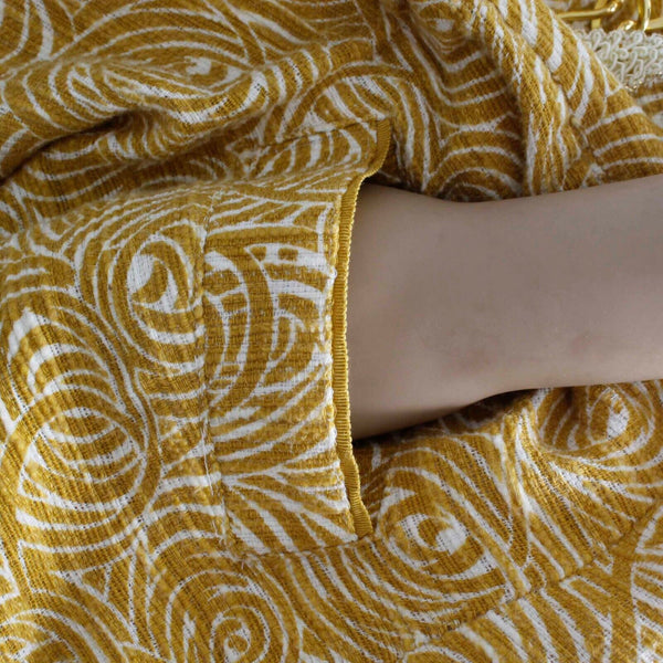Elevenses Sz 6 Gold Ivory Belt Lined Pencil Rayon Linen Blend Poly Skirt