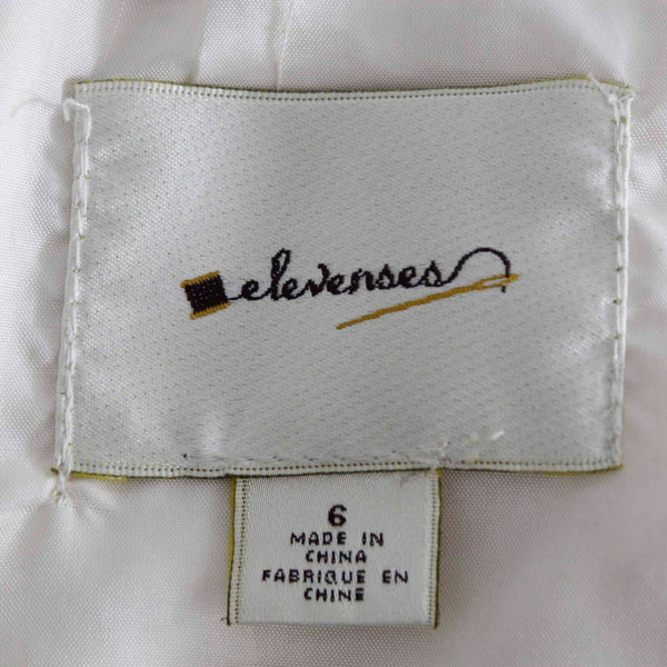 Elevenses Sz 6 Gold Ivory Belt Lined Pencil Rayon Linen Blend Poly Skirt