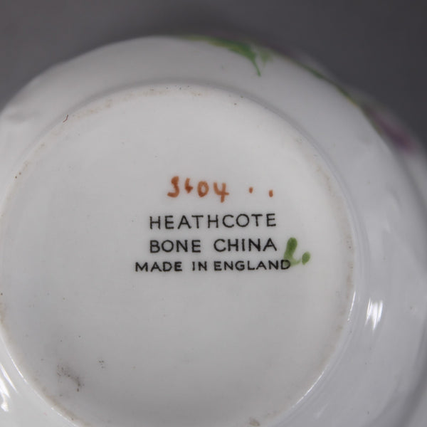 Heathcote Tea Cup 2.5" White Purple Multi Colored Floral Bone China Tea Cup