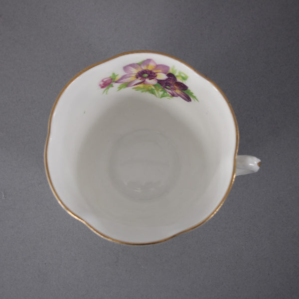 Heathcote Tea Cup 2.5" White Purple Multi Colored Floral Bone China Tea Cup