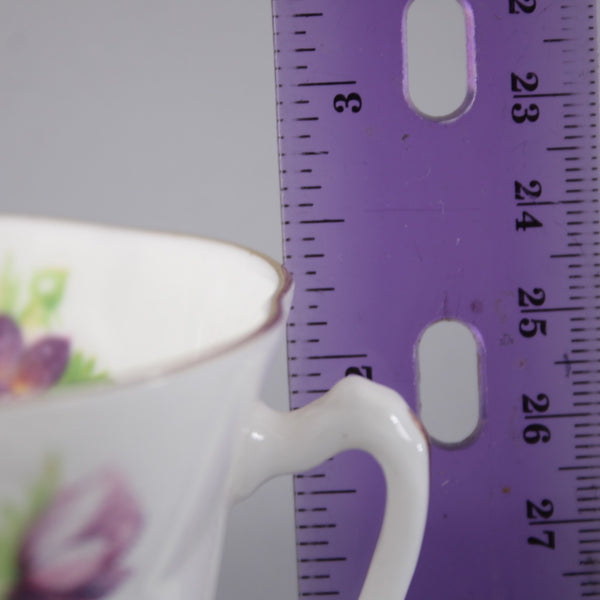 Heathcote Tea Cup 2.5" White Purple Multi Colored Floral Bone China Tea Cup